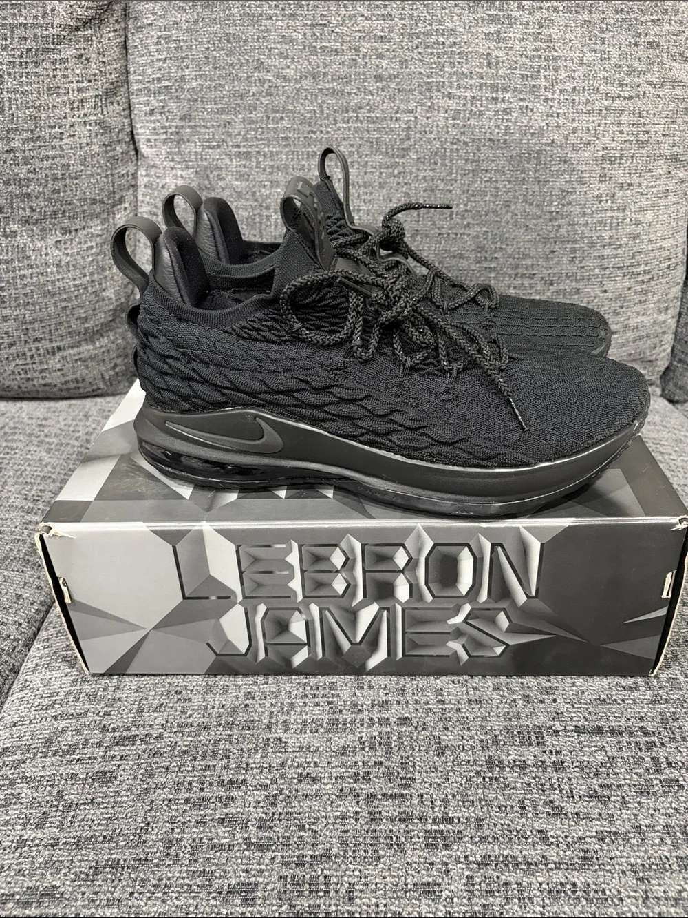 Brand new LeBron XV low triple black 10.5